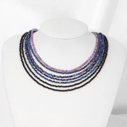 Fashion Black Spinel Bead Necklace Simple 2MM Natural Jades Tourmaline Zircon Gem Clavicular Collar Choker Female Jewelry Gift