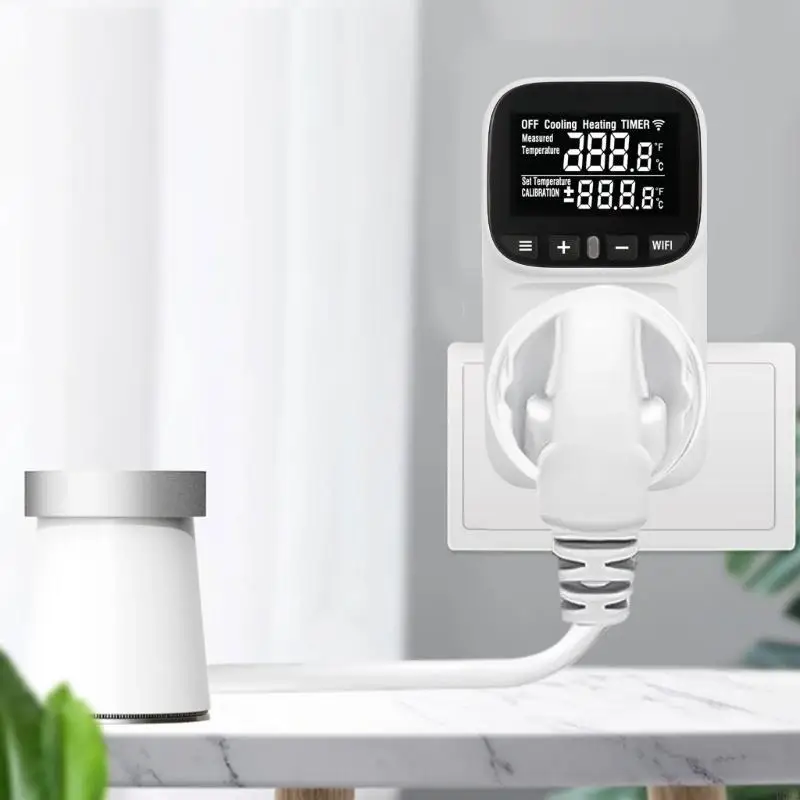 Heating Cooling Thermostat With Timer Switches Easy to Use Pluggable Thermostat