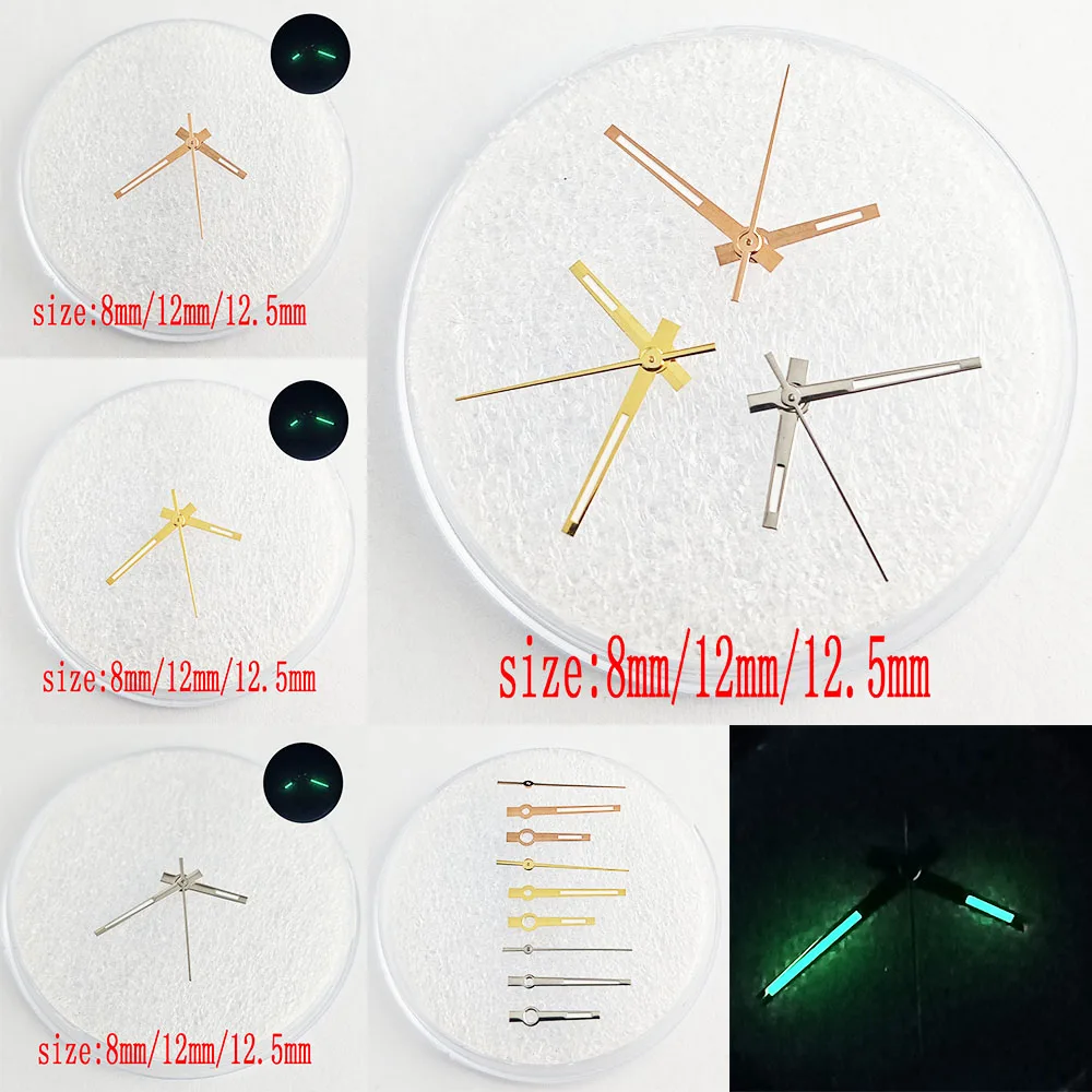 Reloj NH para hombre, 35 manecillas, oro rosa, plata, manecillas doradas, verde luminoso, serie NH 35/36/4R/7S, accesorios de reloj de movimiento mecánico