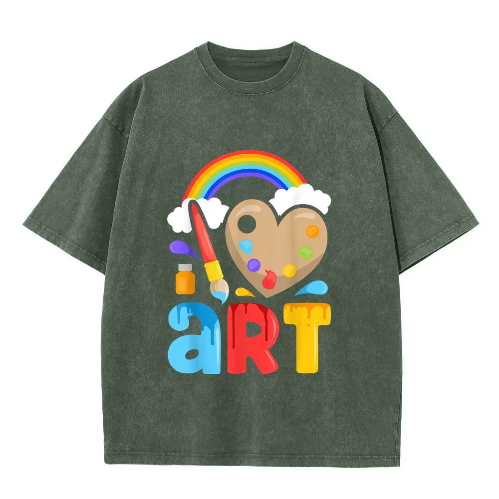 I Love Art Artist Painter Colorful Painting Gifts Kids Girls T-Shirt Футболка Man T Shirt Relaxed Men Tee Cotton Graphic Humor