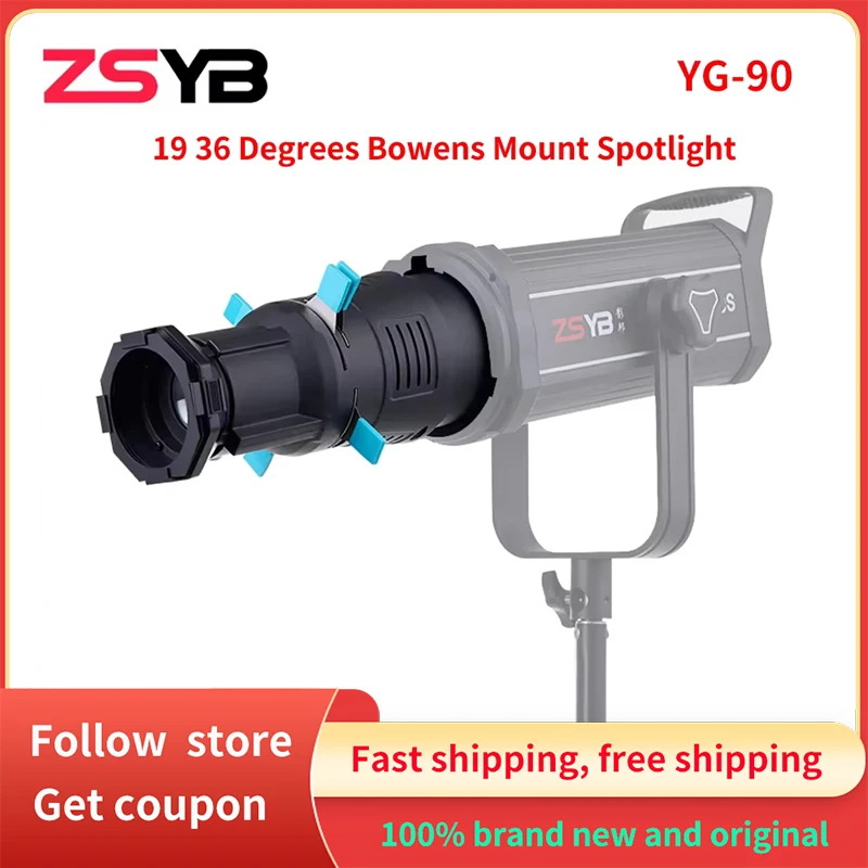 ZSYB YG90 19 36 Degrees Bowens Mount Spotlight Proiector with Built-in Geometric Sheet Shapes Filter Photo Studio Accessories