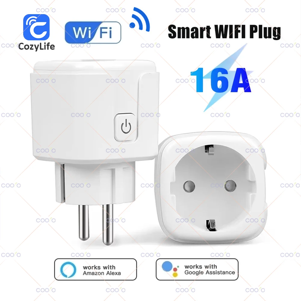 

Умная розетка CozyLife Wi-Fi, розетка EU 16A с функцией мониторинга мощности, голосовое управление, работает с Alexa Google Home