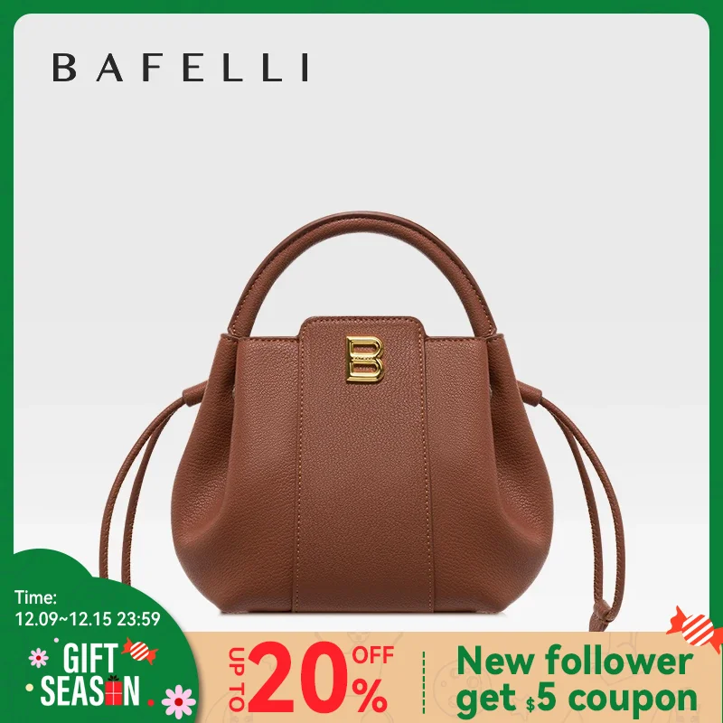 BAFELLI 2023 WOMEN\'S HANDBAG BUCKET BAG FASHION LEATHER STYLISH SHOULDER LUXURY BRAND FEMALE DESIGNER PURSE CLASSIC