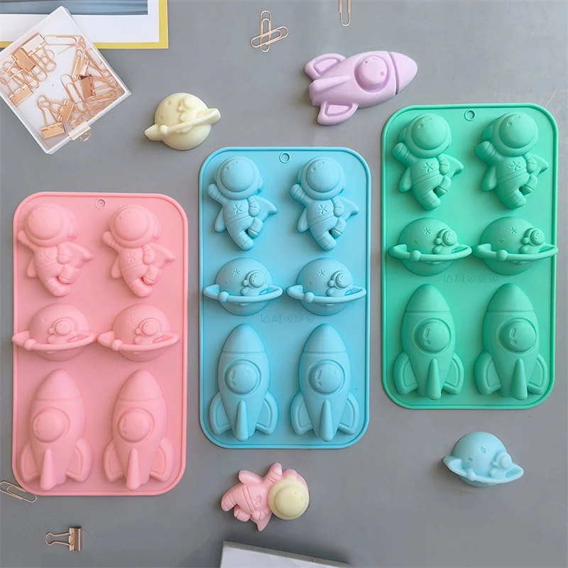 6 Holes Astronaut Rocket Astronaut 760 Silicone Mold Baking Cake Mold Pudding Bread Baking Pan Soap Mold