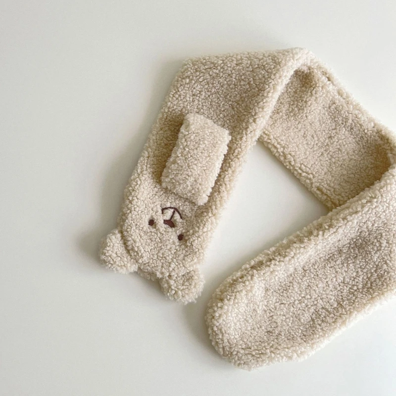 Winter Warm Plush Baby Scarf Cute Caroon Bears Boy Girl Scarves Newborn Toddler Faux Fur Children Cross Neckerchief Baby Shawls