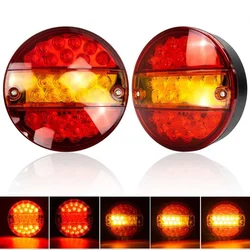 1/2PCS 12-24V LED Tail Light Round 5.6 inch Hamburger Rear Tail Brake Turn Signal Lamp RV Trailer Caravan Camper Truck Tractor