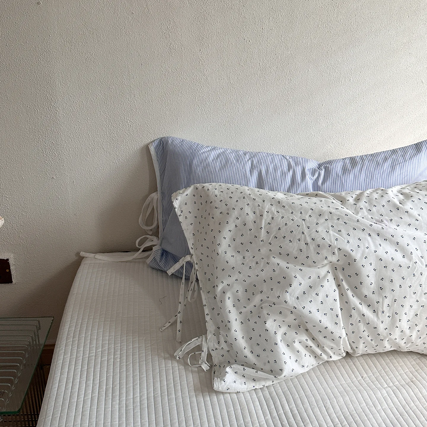 Korean Envelope Style Home Blogger INS Pure Cotton Knot Tied Stripe Floral Color Pillowcase Single Person Pillow Cover 48x74cm