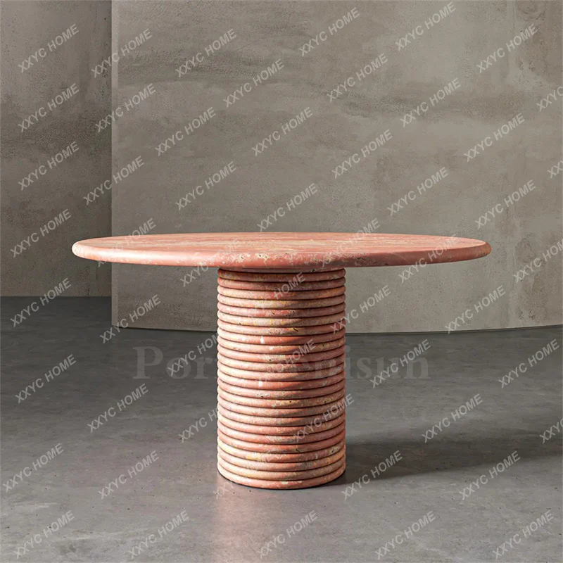 XX L minimalist light luxury natural Roman  dining table high-end living room round