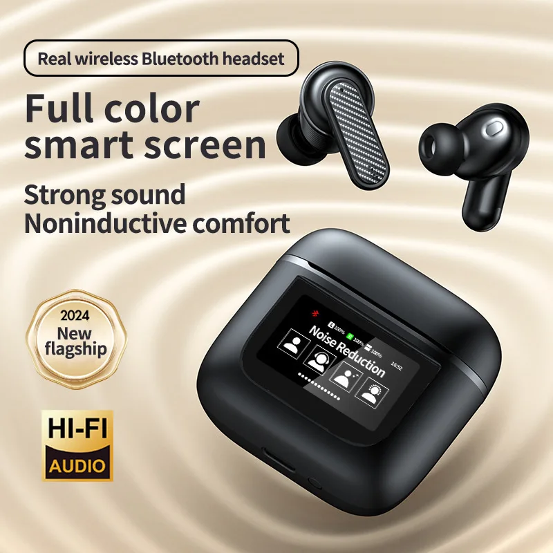 

Ultra-Long Standby Ergonomic Design Noise Reduction Earbuds Color Touchable Smart Digital Display Wireless Bluetooth Earphones