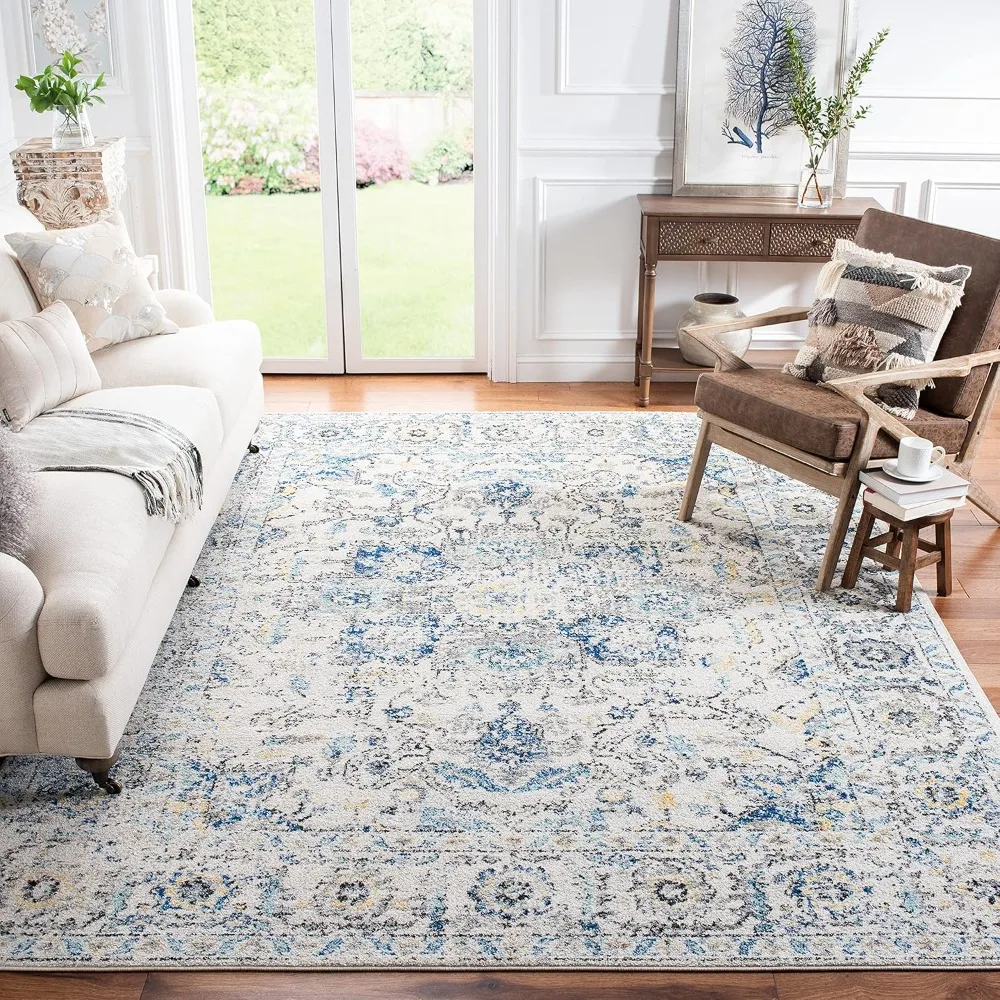 

SAFAVIEH Madison Collection Area Rug - 10' x 14', Grey & Ivory, Snowflake Medallion Distressed Design, Non-Shedding & Easy Care,