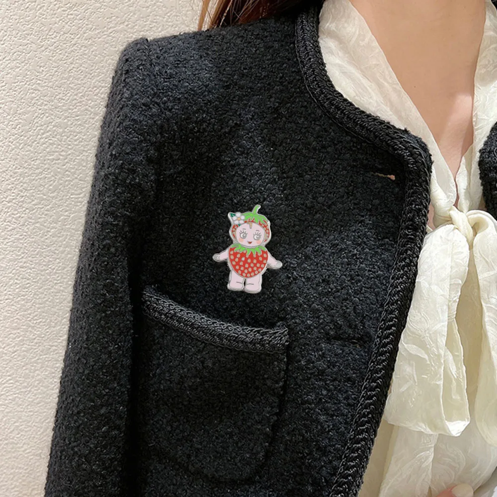 Niedliche Erdbeer-Mädchen Emaille-Pin Kawaii Frucht Baby Junge Brosche Metall-Abzeichen Schmuck Mode-Accessoires Geschenk Rucksack Kleidung Deko – Detail 6