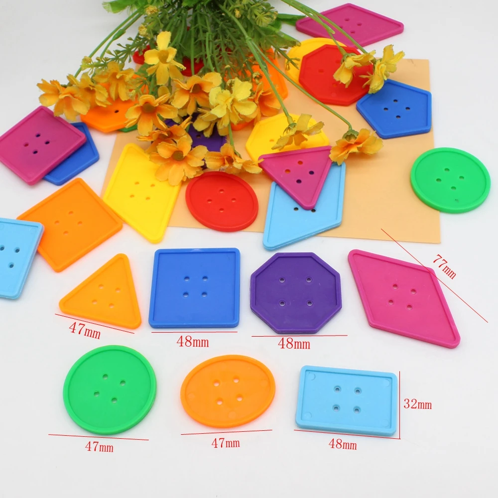 10pcs/lot 47mm Mixed Multi-colored polygon Big Buttons of Scrapbooking decorative plastic buttons