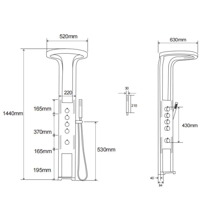 SS304 Wall Mounted LED Shower Panel | Waterproof Rainfall Multifunction Overhead Shower for Bathroom