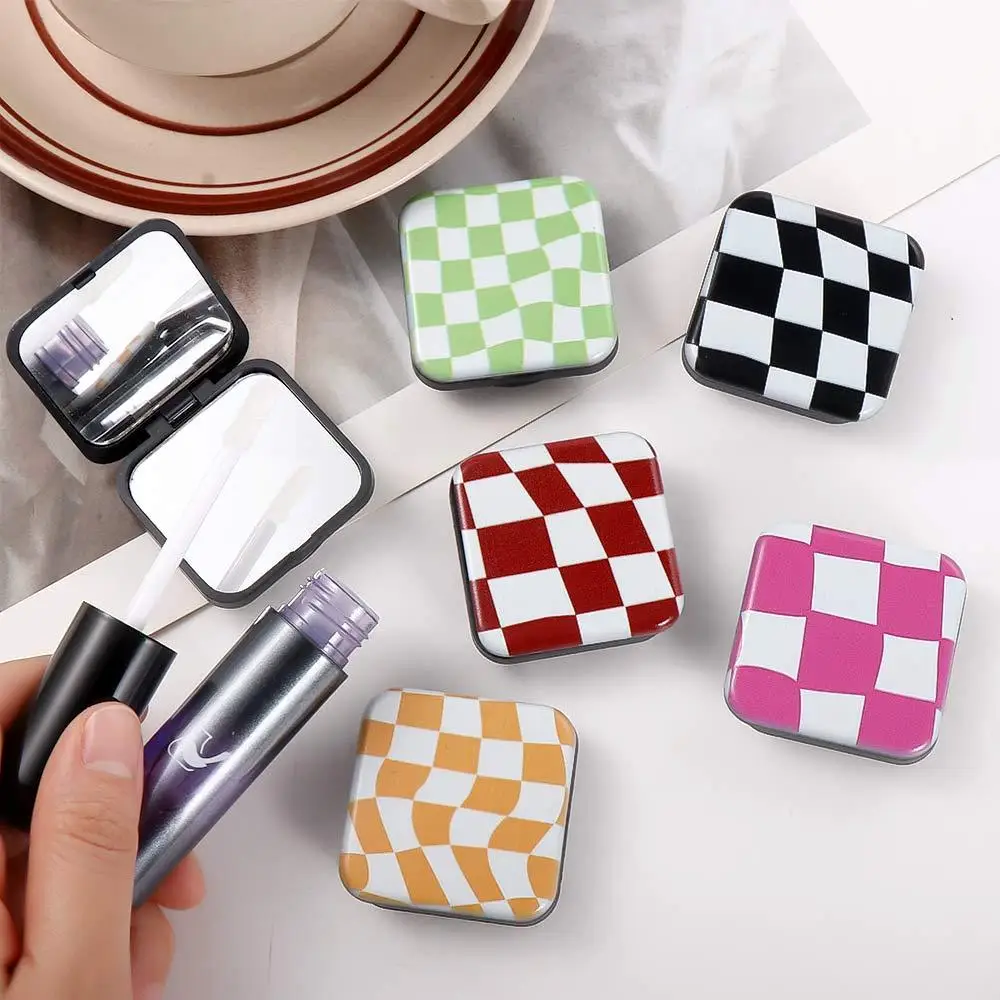 Acessórios celular aperto de dedo espelho compacto presente para seu suporte do telefone espelho xadrez espelho cosmético espelho de maquiagem