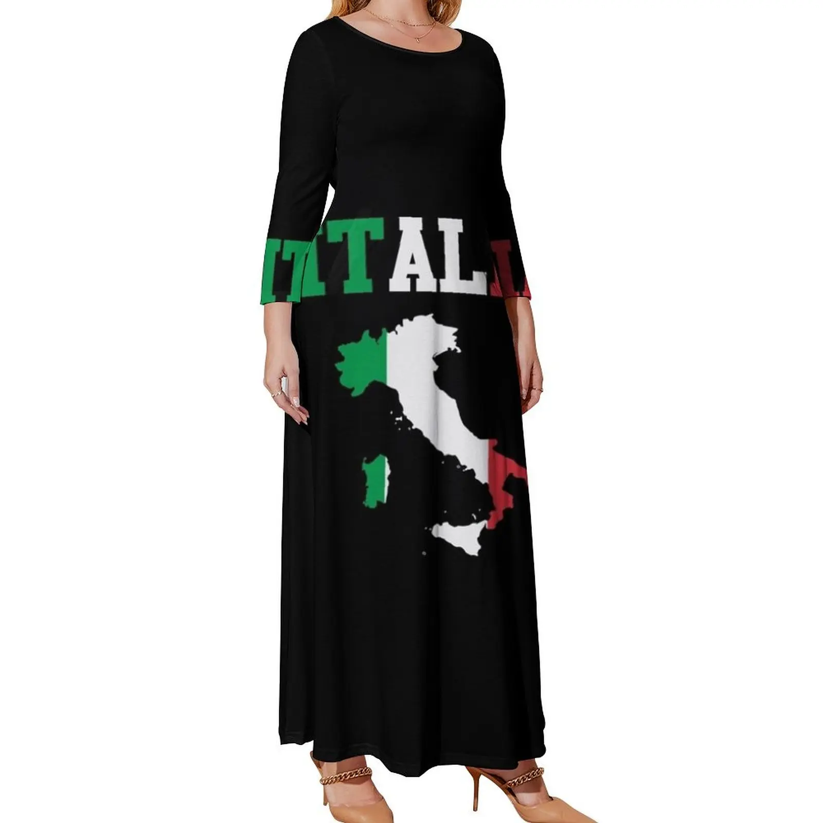 vintage Italia Flag Italy Italian Italiano Gifts Long Sleeved Dress Woman dresses evening dress woman long sleeve dresses