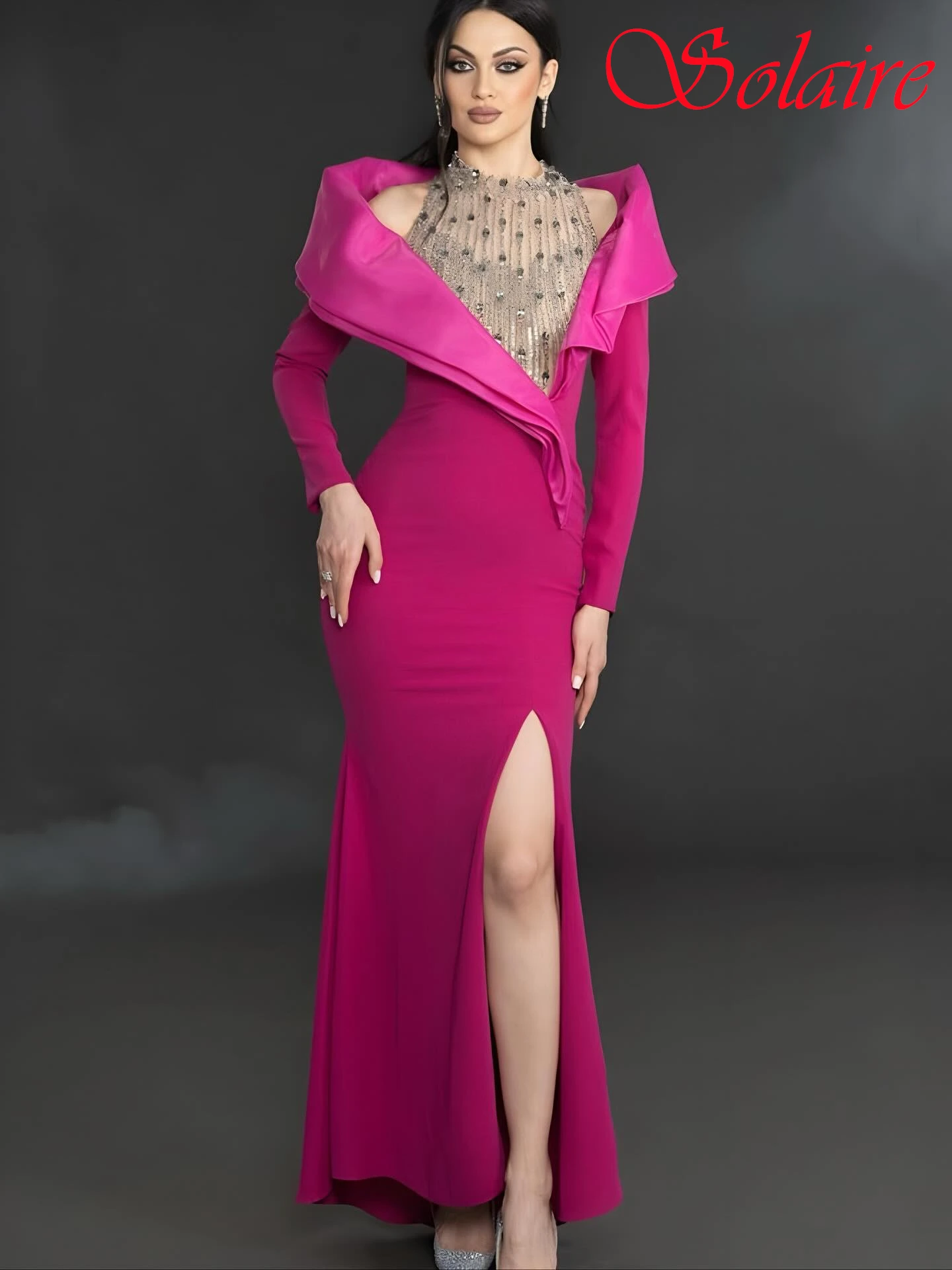 

Customized Straight Boat Neck Cap Sleeve Long Sleeves Elegant Evening Dress Delicate Bespoke Occasion Gowns Fashion Prom Dress