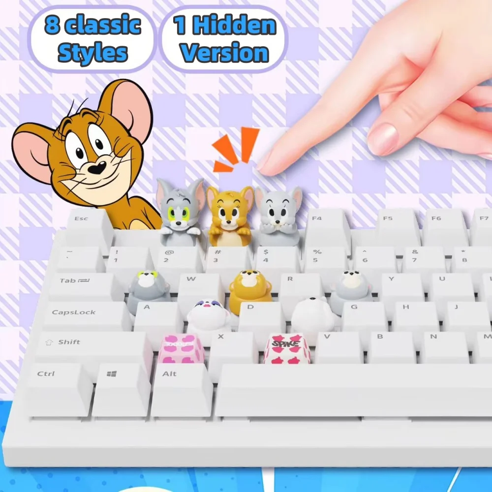 Genuine Tom And Jerry Keyboard Decorative Keycap Cartoon Gaming Keyboard Custom Keycaps Backpack Ornaments Gifts For Girls - Detail 1
