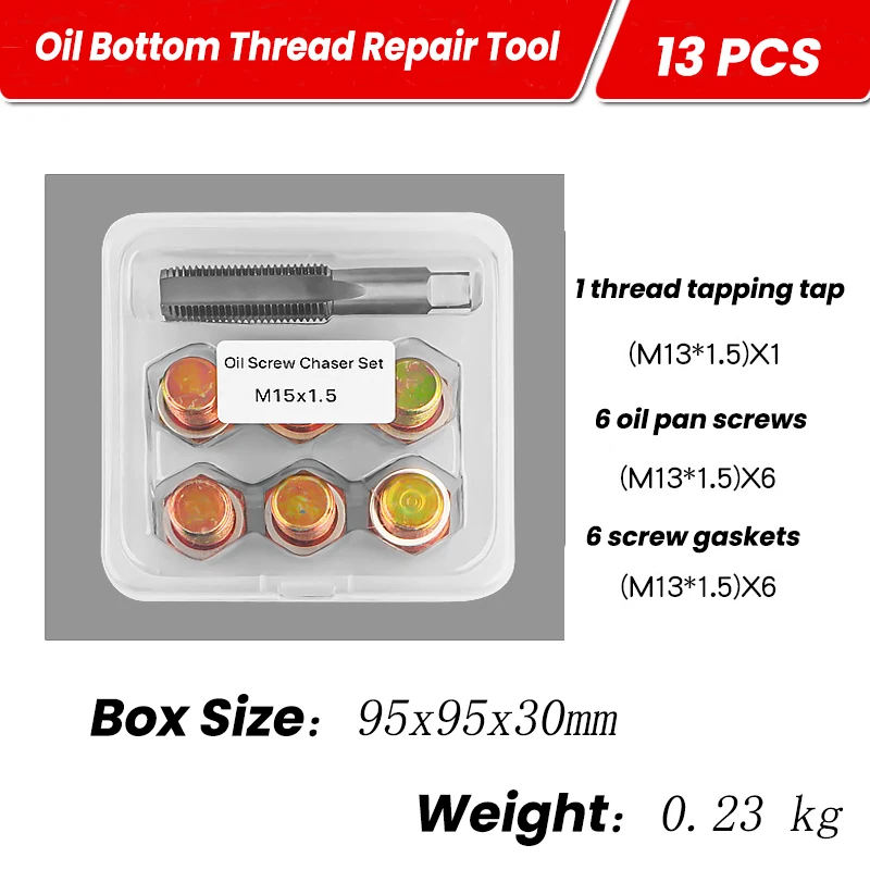 Oil Pan Drain Plug Thread Repair Kit Set Sump Drain Plug Repair Kit Oil Pan Screws Rethread Tool