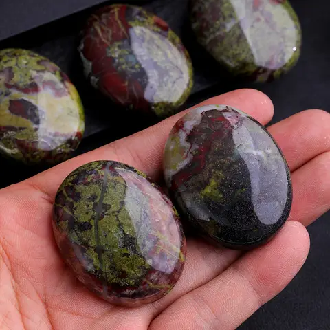 Dragon Blood Palm Stone Synthetic Gemstones - Chakra Therapy Polishing Treatment Crystal Oval Pocket Gem
