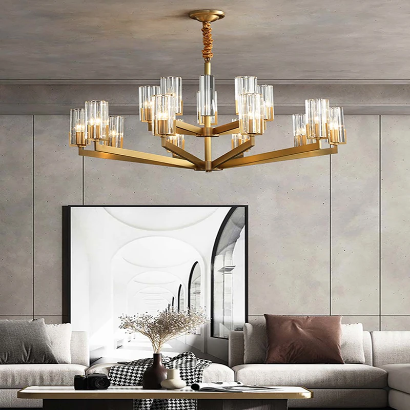 Modern Luxury Black Crystal Chandelier Pendant Suspension Ceiling Light for Living Room Interior Home Decoration