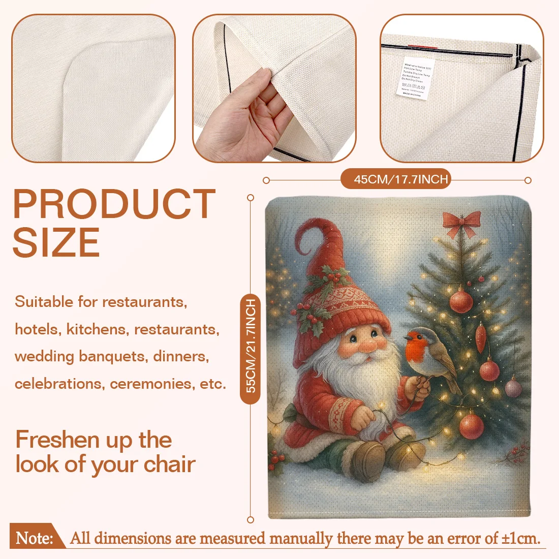 Christmas Dwarfs Tree Chair Cover Slipcovers Set of 4 100% Polyester Dining Room Office Banquet Chair Protective Cover