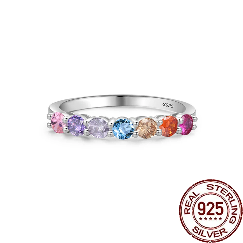 CWWZircons 925 فضة خمر متعدد الألوان تشيكوسلوفاكيا كريستال حلقة دائرية للنساء حفلة غرامة فنجر مجوهرات اكسسوارات SR042