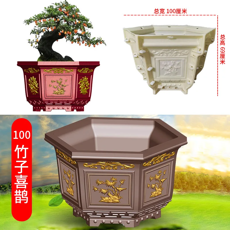 Pillar Magpie Hexagonal Flower  Roman Pillar Mold European Plastic Pot Round