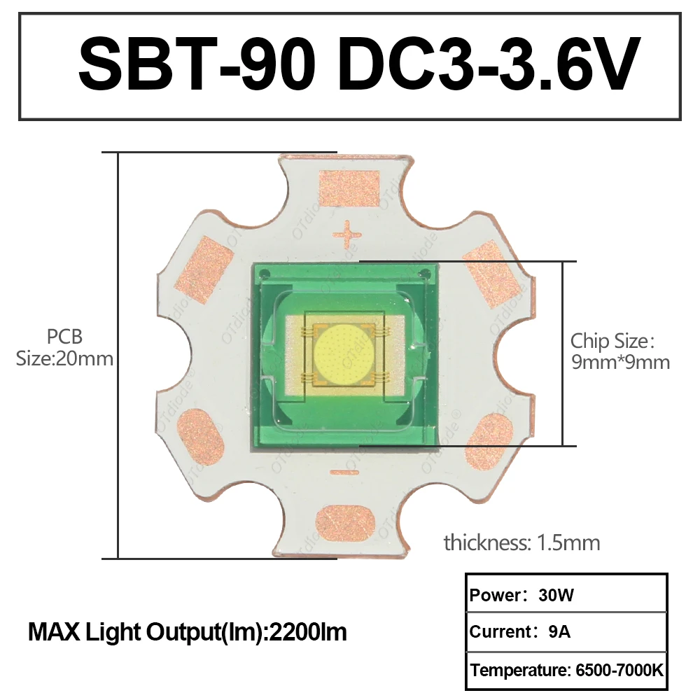 1-5pcs 30W LED Laser light Beads 9090 Flat Glass Top Chip SMD diodes SBT90 DC3V 9A Cold White Lamp For Flashlight Part