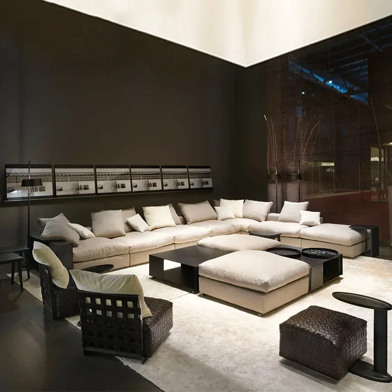 

Light Luxury Large and Small Apartment Type Fabric Sofa Italian Minimalist Living Room Complete Cloth
