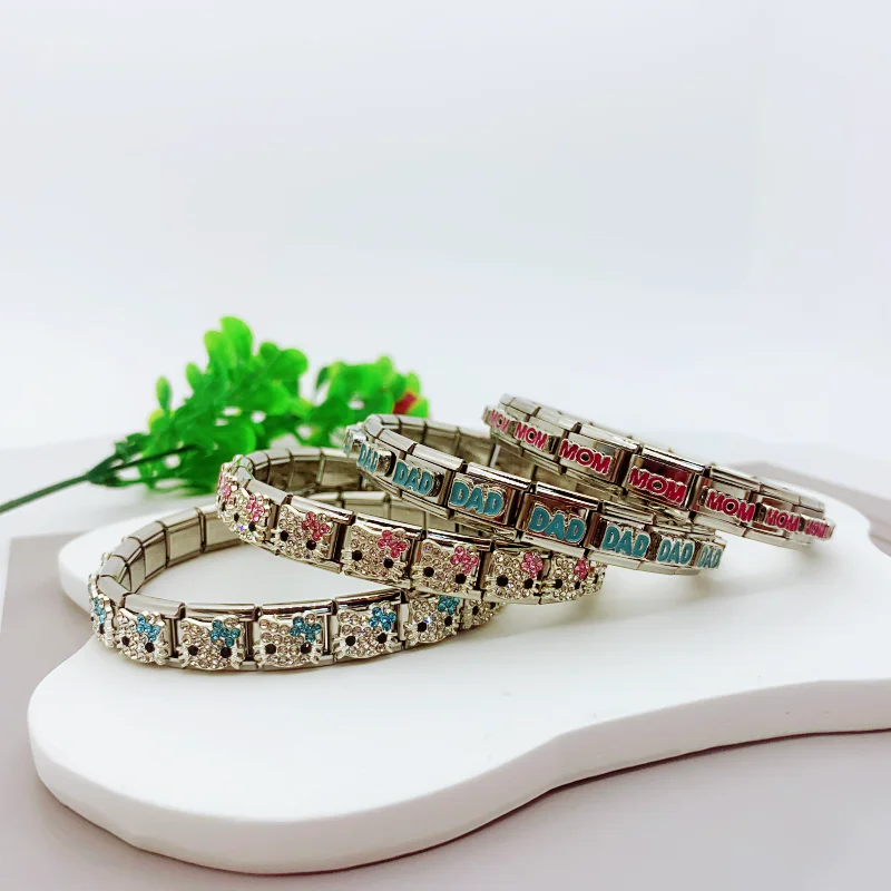 Fascino italiano in stile pietra preziosa colorata di nuova moda, adatto per bracciale in acciaio inossidabile con collegamento da 9 mm, modulo fai da te per donna e uomo, creazione di gioielli