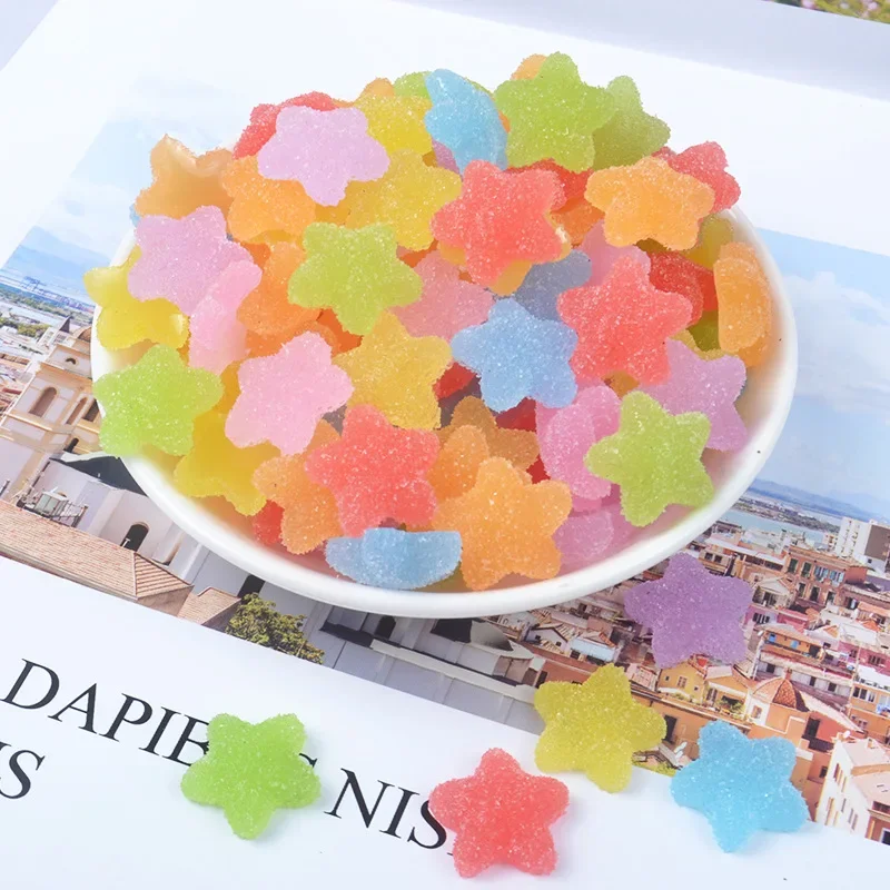 50Pcs Mini Simulation Soft Candy Five-pointed Star DIY Accessories Earring Material Fake Fudge Hairpin Decoration