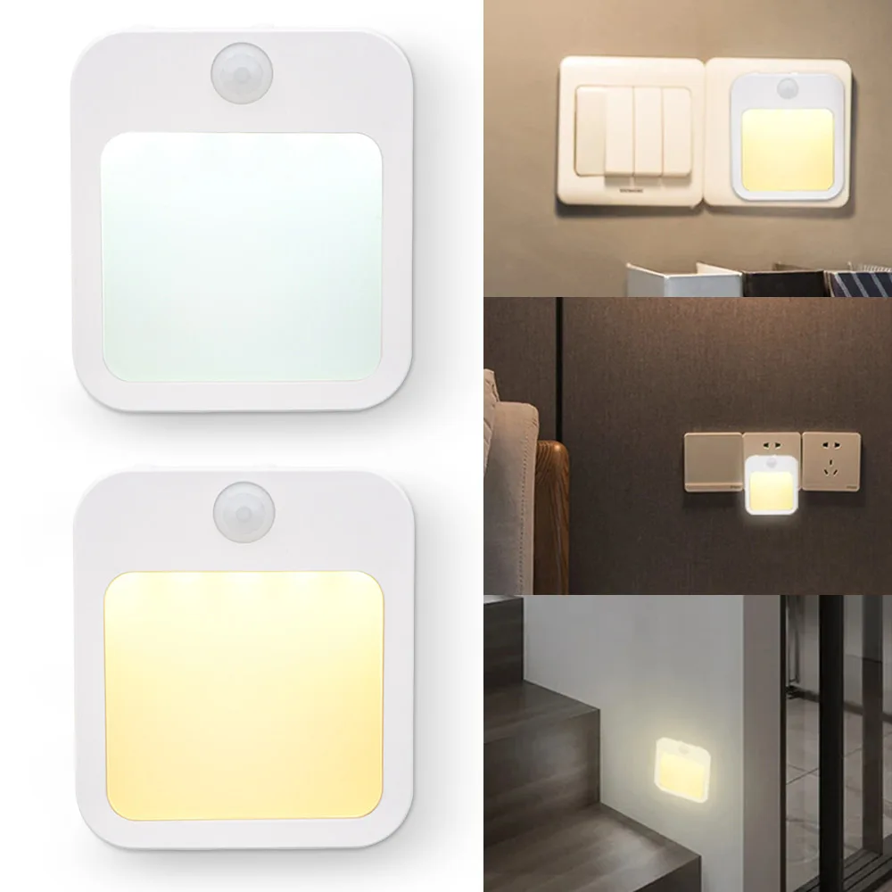 Motion Sensor LED Night Lights EU Plug Dimmable Cabinet Light for Baby Bedside Bedroom Corridor Wireless Night Lamp Lighting