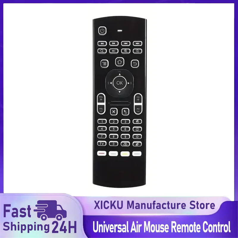 ماوس هوائي عالمي للتحكم عن بعد MX3 صوت بإضاءة خلفية 2.4G RF لوحة مفاتيح لاسلكية لـ Android TV Box X96 Mini H96 MAX للتلفزيون الذكي