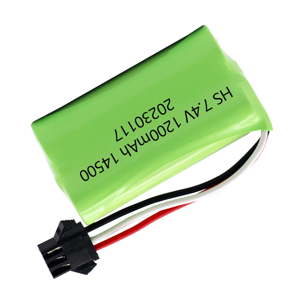 14500 Akumulator litowo-jonowy 7,4 V 1200 mAh SM-3P Wtyczka do zdalnego sterowania pistoletem na wodę Zabawki RC Części 2S Akumulator 7,4 V i