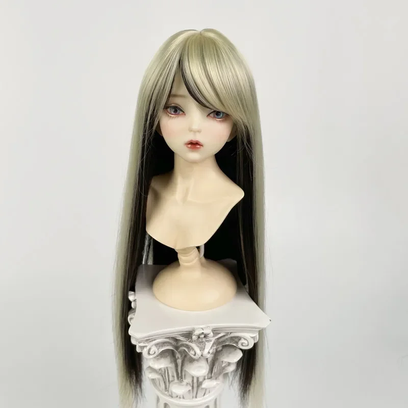 1/3 1/4 1/6 Doll's Wig for Bjd Doll Soft Silk Color Blocking Split Bangs Long Hair Girl Toys Dress Up Doll Accessories, No Doll