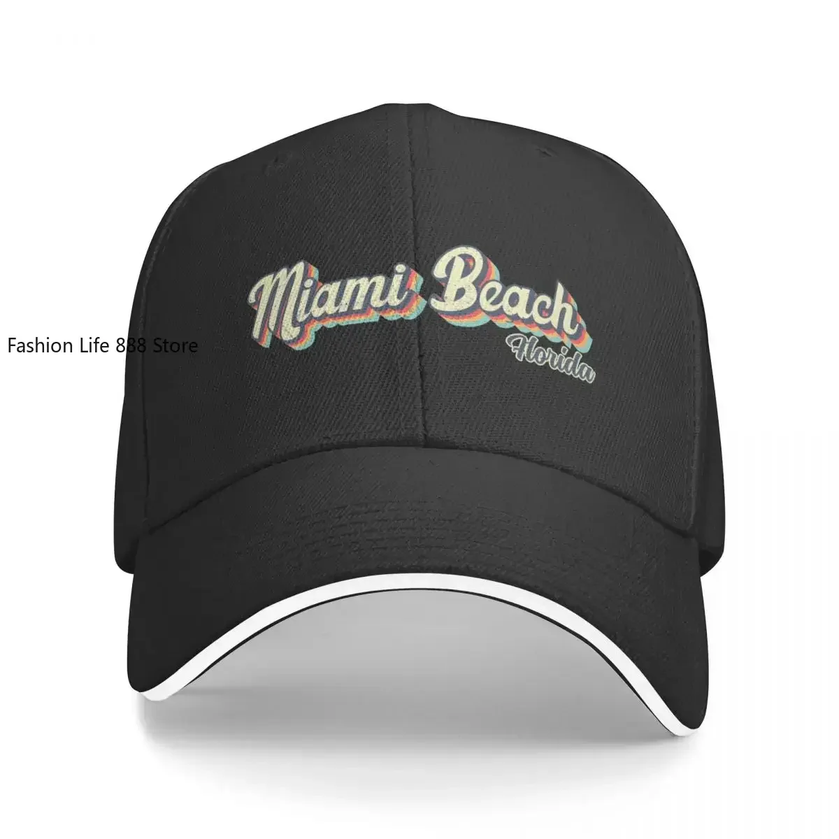 New Miami Beach City Florida Retro Vintage 70s rainbow Baseball Cap custom hats Luxury Brand Christmas Hats Man Cap Women's