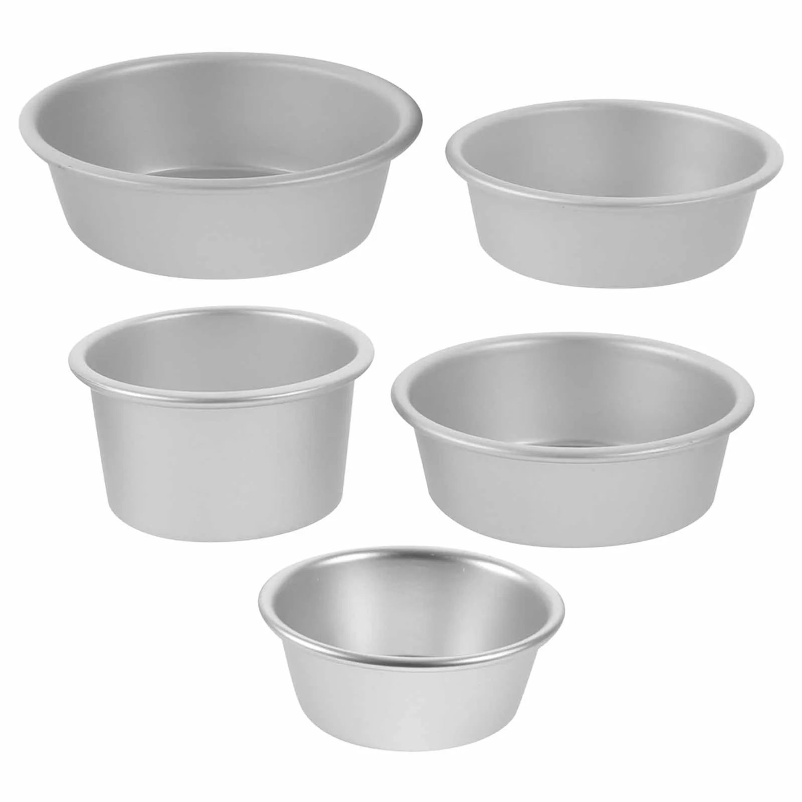 

5pcs Cake Mold Egg Tart Molds Baking Pan Aluminum Alloy Mini Cupcake Dessert Tray Round Pudding Pan For Pies Cakes