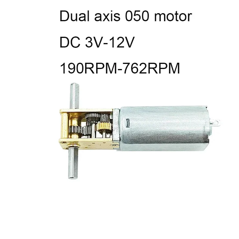 Mini 050 Dual Shaft Gear Motor DC 3V-12V 190RPM-762RPM D-Shaft Large Torque Micro Turbo Worm Full Metal Gear Box Reduction Motor