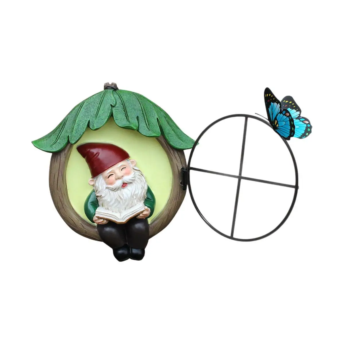 Glowing Dwarf Reading Statue - Resin Tree Decor, Magical for Garden & Balcony