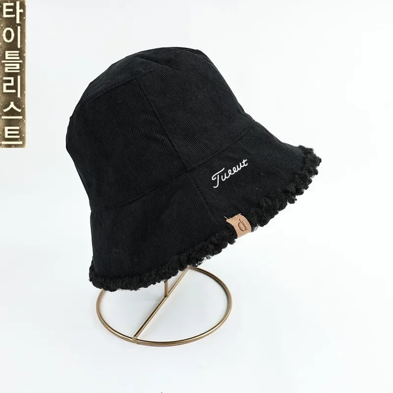 Sports Caps Double Sided Wearing Bucket Cap Women Winter 2024 New Authentic Golf Cap Women Fashion Lamb Wool Keep Fisherman Hat