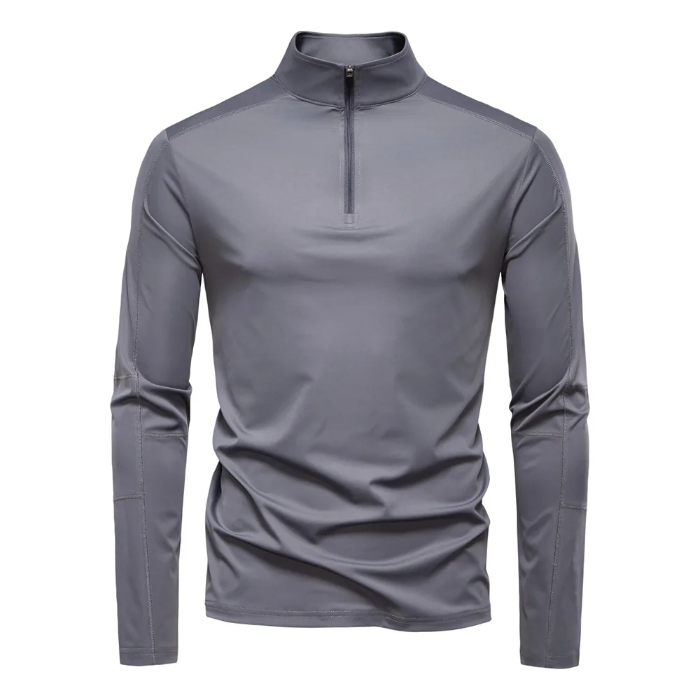 

2025 spring and summer new men's UV protection UPF100+ base shirt long sleeve half zipper T-shirt men