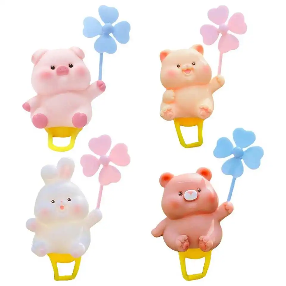 AliExpress 1PC Cute Bike Handlebar Decor PVC Windmill Cartoon Animal Figurine Bicycle Decoration Accessories for Bear Rabbit Cat