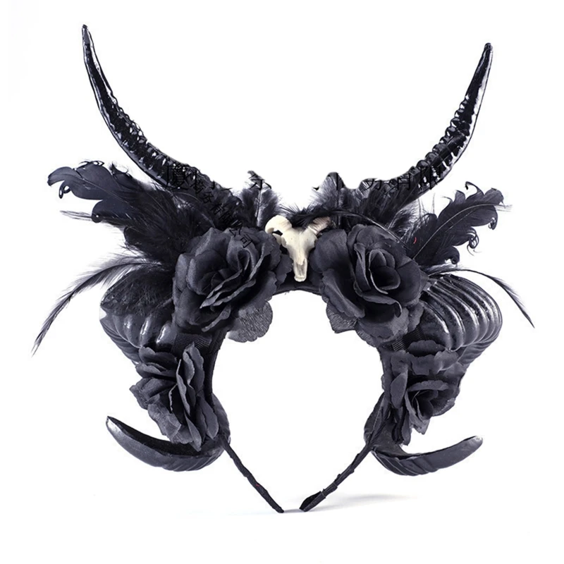 Devil Horn รูปทรงผม Hoop ฮาโลวีน Make-Up คอสเพลย์ Hairband สำหรับ Rave Party