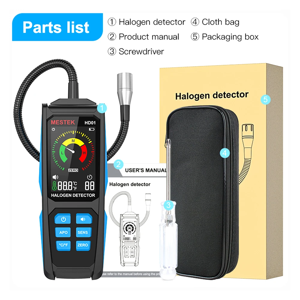 Air Conditioning Leak Detector Refrigerant Halogen Tester Meter HFC HCFC CFC PFC HFO R22 R32 R134A C