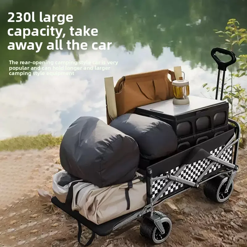 

Outdoor camping cart, foldable camping cart, children's reclining camping small trailer, picnic hand pulled cart