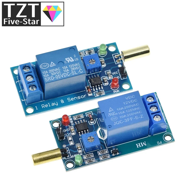 1/3PCS 5V 1 Channel Output Tilt Slant Angle Sensor Relay Module Golden SW520D ball switch tilt sensor module For arduino