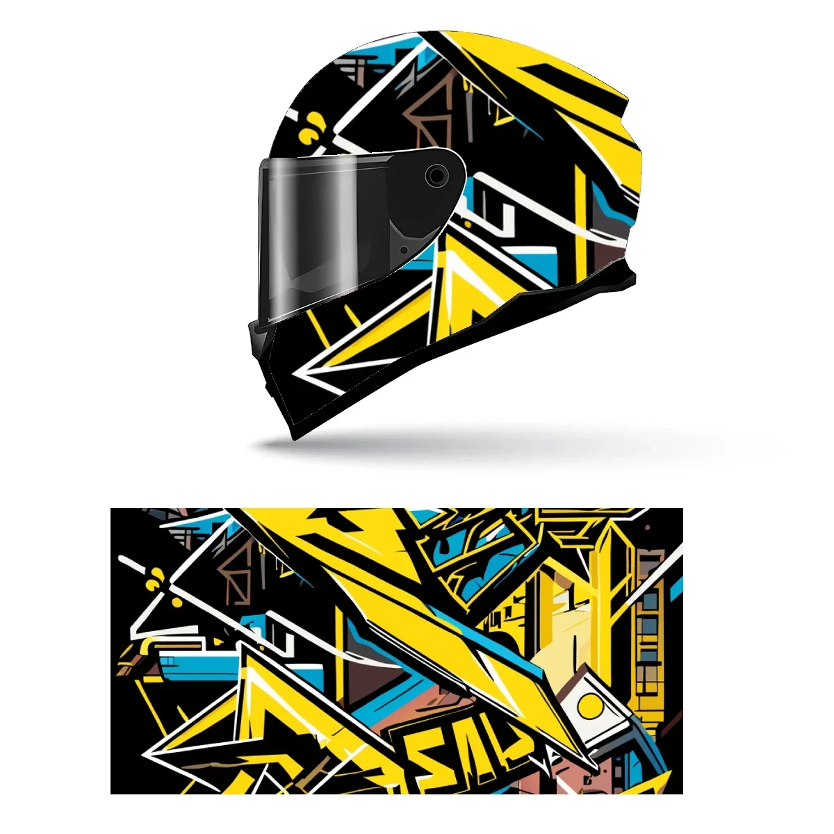 

Graffiti Arrows Grunge Full Helmet Wrap Sticker Motorcycle Helmet Racing Graphic Decal Vinyl Wrap Helmet Decorative Sticker