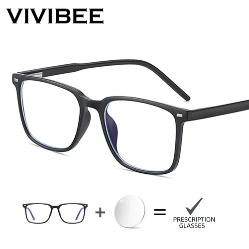VIVIBEE, gafas graduadas personalizadas para hombres TR90, gafas cuadradas negras mate para miopía, gafas ópticas clásicas para astigmatismo