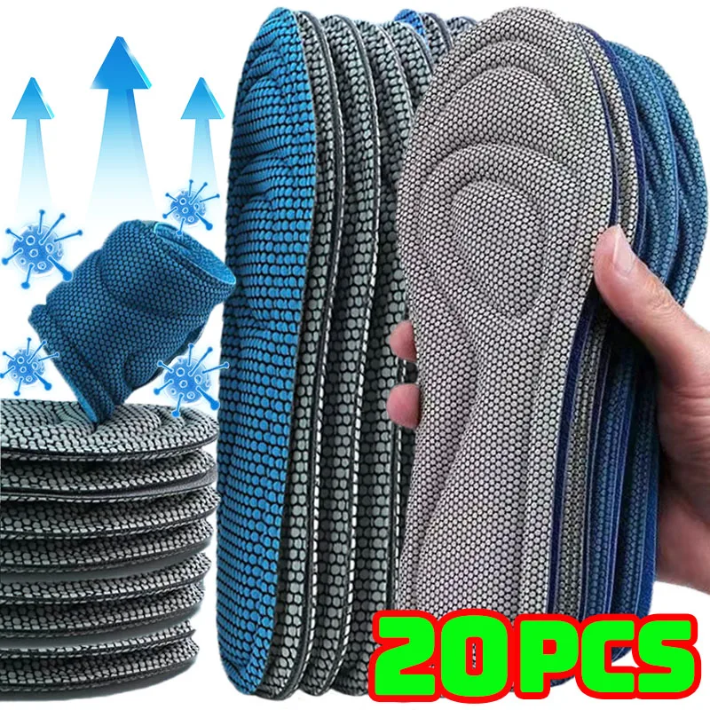 20-2PCS Nano Antibacterial Insoles Memory Foam Orthopedic Insole Deodorizing Sweat Absorption Running Cushion Shoe Accessories