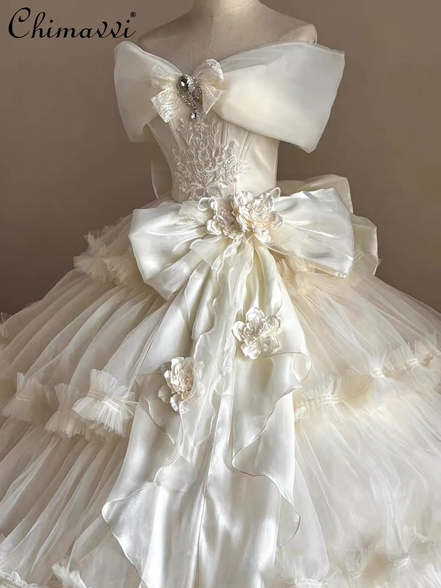 

Lolita Evening Dress Princess Luxury Floral Wedding Gown Off-the-shoulder Birthday Coming-of-age Ceremony French Tutu Dress